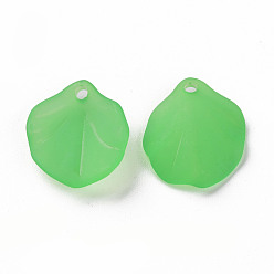 Lime Green Transparent Frosted Acrylic Pendants, Petaline, Lime Green, 16x14.5x3mm, Hole: 1.6mm
