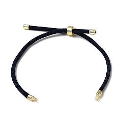 Black 3MM Adjustable Round Nylon Braided Cord Bracelet Making, with Golden Brass Findings, Fit for Connector Charms, Black, 8.66 inch(22cm), Hole: 1.5mm