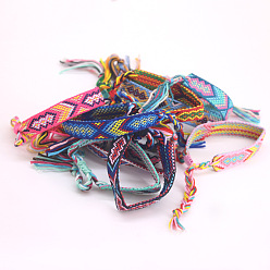 6 random sends Bohemian Ethnic Handmade Tassel Bracelet with Embroidered Colorful Geometric Pattern - Adjustable