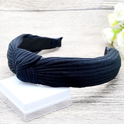 Prussian Blue Cloth Hair Bands for Women, with Plastic Finding, Knot, Prussian Blue, 30~60mm