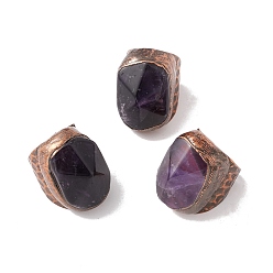 Аметист Открытое кольцо-манжета неправильной овальной формы с натуральным аметистом, массивное женское кольцо из красной меди и латуни, без кадмия и без свинца, размер США 7 3/4 (17.9 мм)