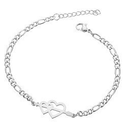 silver Fashionable Arrow Through Heart Stainless Steel Pendant Bracelet - Personalized, Stylish