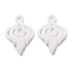 White Opaque Acrylic Pendants, Flame, White, 32x23x4mm, Hole: 3mm, about 495pcs/500g