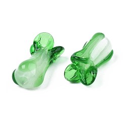Green Handmade Lampwork Beads, Cabbage, Green, 19~20.5x10~12.5x10~12mm, Hole: 0.8~2mm