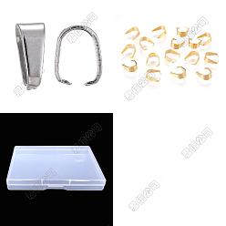 Couleur Dorée & Acier Inoxydable 240 pièces 2 couleurs 304 clips en acier inoxydable sur les bélières, or et acier inoxydable Couleur, 7x6.5x3mm, 120 pcs / couleur
