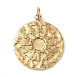 Real 14K Gold Plated 304 Stainless Steel Pendant Cabochon Settings, Flat Round, Real 14K Gold Plated, Tray: 3.8mm, 18x16x1.9mm, Hole: 2.7mm