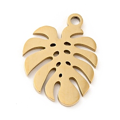 Golden 201 Stainless Steel Pendants, Tropical Leaf Charms, Monstera Leaf, Golden, 16x12x1mm, Hole: 1.4mm