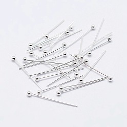 Silver 925 Sterling Silver Head Pins, Silver, 20mm, Pin: 0.5mm, about 200pcs/10g