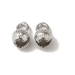 Platinum Round Brass Charms, Long-Lasting Plated, Rack Plating, Platinum, 9x5.5mm, Hole: 2.2mm
