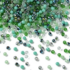 Lime Green Glass Beads, Mixed Style, Faceted Rondelle, Lime Green, 4x3.5mm, Hole: 1mm, about 500pcs/bag