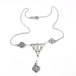 Clear Trinity Knot with Cat Eye Head Chain, Alloy Headbands Hair Accessories for Women and Girls, Clear, 500~550mm