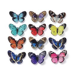 Mixed Color Spray Painted Acrylic Pendants, Butterfly, Mixed Color, 30x41x3mm, Hole: 1.6x1.5mm