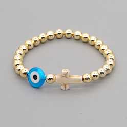 RZ-B200006D Boho Ethnic Miyuki Glass Beaded Bracelet with Blue Murano Eye Charm