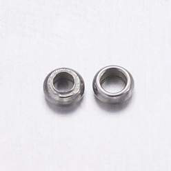 Stainless Steel Color 304 Stainless Steel Beads, Rondelle, Stainless Steel Color, 2.5x1mm, Hole: 1.6mm