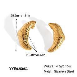 Золотой Модные серьги-гвоздики из нержавеющей стали, круассан, золотые, 28.9x11 мм