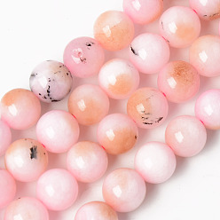 Pink Natural Quartz Beads Strands, Dyed & Heated, Imitation Pink Opal, Round, Pink, 10~10.5mm, Hole: 1.2mm, about 38pcs/strand, 14.76 inch(37.5cm)
