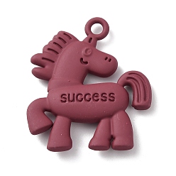 (123L) Белый крем непрозрачный блеск Подвески из сплава аэрозольной краски, лошадь со словом успех, стойки покрытие, огнеупорный кирпич, 30x26.5x5 мм, отверстие : 2.7 мм