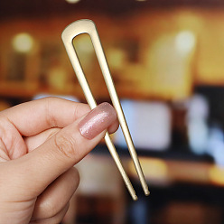 gold 10cm metal hairpin Модная минималистичная U-образная заколка для прически — металлический аксессуар для волос, элегантный.