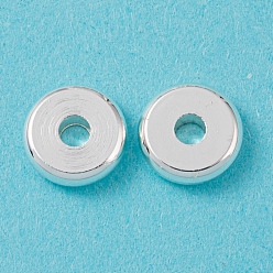 Серебро Латунные бусины, без кадмия и без свинца, долговечный, диск, серебряные, 7x2 мм, отверстие : 2 мм