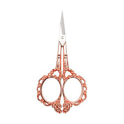 Rose Gold 201 Stainless Steel Sewing Embroidery Scissors, Embossed Plum Blossom Handcraft Scissors for Needlework, Rose Gold, 115mm