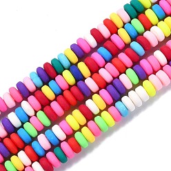 Colorful Handmade Polymer Clay Beads Strands, for DIY Jewelry Crafts Supplies, Flat Round, Colorful, 6~7x3mm, Hole: 1.5mm, about 113~116pcs/strand, 15.55 inch~16.14 inch(39.5~41cm)