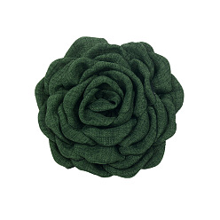 Dark Green Satin Fabric Handmade 3D Camerlia Flower, DIY Ornament Accessories for Shoes Hats Clothes, Dark Green, 80mm