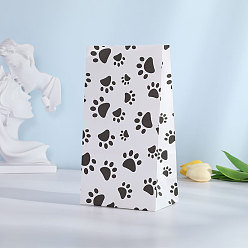 Paw Print Rectangle Paper Bags, No Handle, for Gift & Food Bags, Paw Print, 13x8x24cm