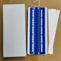 Dark Blue Plastic & Foam Floss Embroidery Thread Organizer, with Paper Stickers & Box, for Cross Stitch Thread Embroidery Floss Organizers, Dark Blue, 275x110x25mm, Packaging: 290x125x30mm