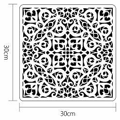 Fleur Modèles de pochoirs de peinture de dessin réutilisables en plastique, pour la peinture sur scrapbook tissu carreaux sol meubles bois, carrée, Motif floral, 300x300mm