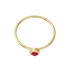 FireBrick Glass Flat Round Finger Ring, Golden Stainless Steel Ring, FireBrick, Inner Diameter: 18.2mm