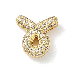 Телец Подвески из латуни с микропаве из прозрачных кубических цирконий в виде двенадцати созвездий, без кадмия и без свинца, долговечный, стойки покрытие, реальный 18 k позолоченный, Телец, 13x13x5 мм, отверстие : 3x2 мм