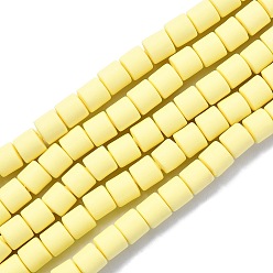 Amarillo Claro Polímeros hechos a mano hebras de perlas de arcilla, columna, amarillo claro, 6.5x6 mm, agujero: 1.2 mm, sobre 61 unidades / cadena, 15.75 pulgada (40 cm)