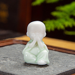 Светло-голубой Статуя Будды из керамики, украшение для домашнего офиса по фэн-шуй, светло-голубой, 25x30x40 мм