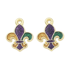 Fleur De Lis Карнавальные подвески из сплава с эмалью, с блестящей пудрой, золотые, Флер де Лис прелести, 18x14x1 мм, отверстие : 1.7 мм