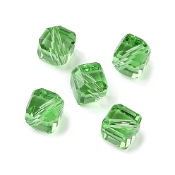 Зеленый лайм Стекло k9 стекло, имитация Австрийские кристаллические шарики, граненые, квадратный, зеленый лайм, 6x6x6 мм, отверстие : 1 мм