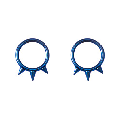 Синий 316l хирургическая нержавеющая сталь 3 серьги-шипы для хрящей, конусные кольца для носа, синие, 13.5x10 мм, штифты : 1.2 мм