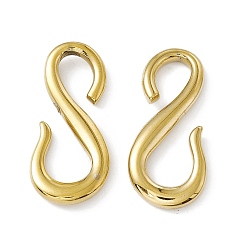 Golden Vacuum Plating 304 Stainless Steel S Hook Clasps, for Bracelets Making, Golden, 29x13x3mm, Hole: 5.5mm & 7mm