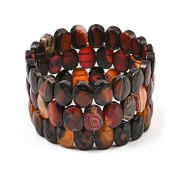 Natural Agate Dyed & Heated Natural Agate Oval Beaded Stretch Bracelet, Gemstone Jewelry for Women, Inner Diameter: 2-1/8 inch(5.4~5.5cm)