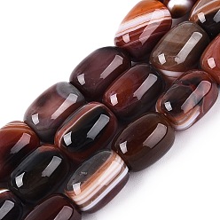 Седло Коричневый Природный агат бисер нитей, окрашенные, баррель, седло коричневый, 13~15x9.5~11 мм, отверстие : 1 мм, около 28 шт / нитка, 14.96~15.35 дюйм (38~39 см)