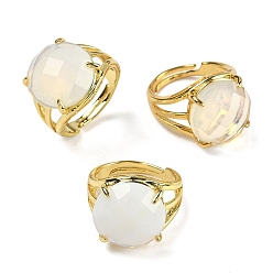 Опал Латунные манжеты с открытыми кольцами, с опалитом, круглые, граненые, стойки покрытие, долговечный, золотые, 18 мм