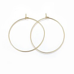 Real 18K Gold Plated 316 Surgical Stainless Steel Hoop Earrings, Ring, Real 18k Gold Plated, 21 Gauge, 35x0.7mm