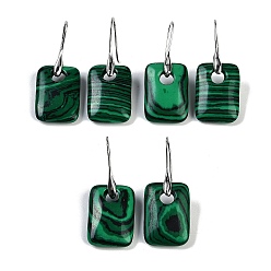 Малахит Серьги из синтетического малахита, с латунными крючками для сережек, без кадмия и без свинца, прямоугольные, 43.5x18 мм