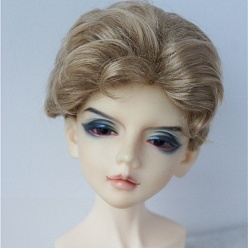 Tan Imitated Mohair Slicked Back Hairstyle Wig Hair, for 1/3 DIY Boy BJD Makings Accessories, Tan, fit for 8~9 inch(20.32~22.86cm) head circumference
