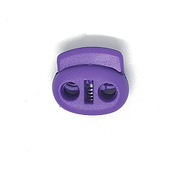 Blue Violet Nylon Cord Locks Clip Ends, Double Hole Drawstring Stopper Fastener Buttons, Blue Violet, 1.8x2cm, Hole: 4mm