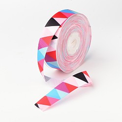 Colorful Triangle Pattern Polyester Grosgrain Ribbon, for DIY Craft Decoration, Colorful, 1 inch(25mm), about 100yards/roll(91.44m/roll)