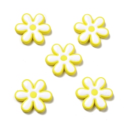 Gold Opaque Acrylic Beads, with Enamel, Heart, Yellow, 25x23x5mm, Hole: 1.6mm