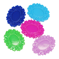 Colorful Opaque Resin Cabochons, Heart, Colorful, 16x4mm