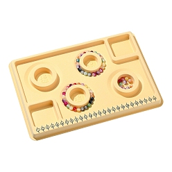 Jaune Planches de conception de perles pe, conseil de conception de bracelet, avec mesures graduées, plateau de fabrication de bijoux de perles bricolage, rectangle, jaune, 29x20x1.6 cm