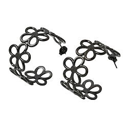 Черный 304 серьги из нержавеющей стали, с формой, серьги-кольца, ионное покрытие (ip), чёрные, 33.5x17.5 мм