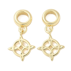 Настоящее золото 18K Ромбовидная стойка покрытие латунные подвески, без кадмия и без свинца, долговечный, реальный 18 k позолоченный, 14x12.5x2 мм, отверстие : 4.5 мм